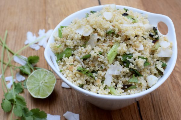 quinoa with toasted coconut and lime | pamela salesman