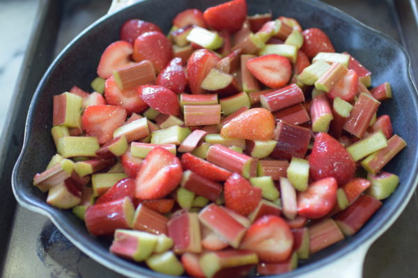 strawberries and rhubarb prepped | pamela salzman