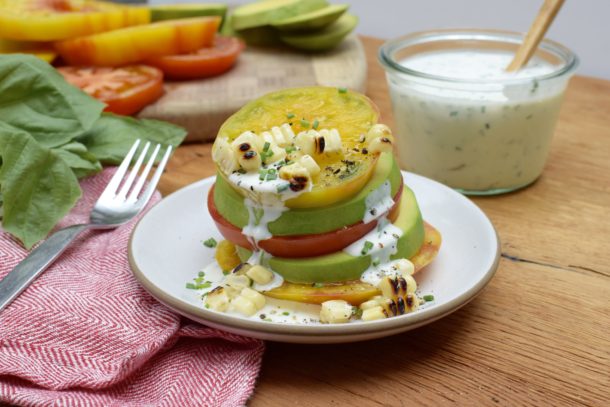 Avocado Tomato Stacks with Ranch Dressing|Pamela Salzman