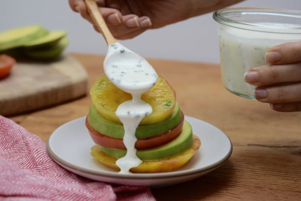 Avocado Tomato Stacks with Ranch Dressing|Pamela Salzman