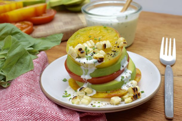 Avocado Tomato Stacks with Ranch Dressing|Pamela Salzman