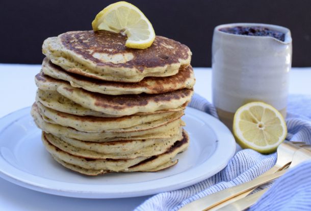 Fluffy Whole Grain Lemon Poppy Seed Ricotta Pancakes|Pamela Salzman