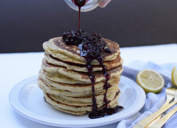 Fluffy Whole Grain Lemon Poppy Seed Ricotta Pancakes|Pamela Salzman