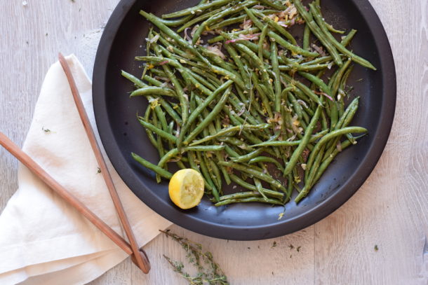 Roasted Green Beans and Shallots with Lemon and Thyme | Pamela Salzman