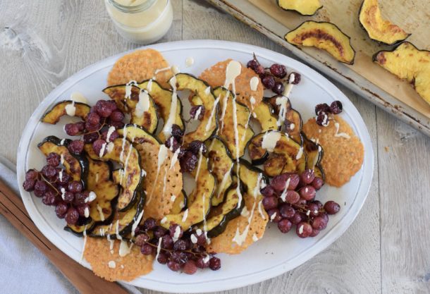 Roasted Acorn Squash with Roasted Grapes and Pine Nut Dressing | Pamela Salzman