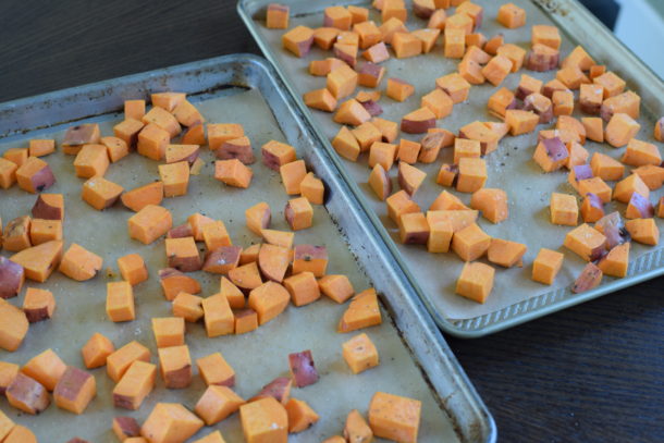 Roasted Sweet Potatoes and Leeks with Roasted Garlic Dressing | Pamela Salzman