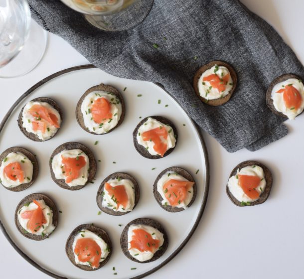 Buckwheat Blinis with Smoked Salmon and Lemon Creme Fraiche | Pamela Salzman