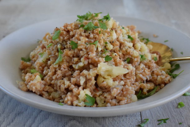 One-Pot Farro with Cauliflower and Golden Raisins | Pamela Salzman