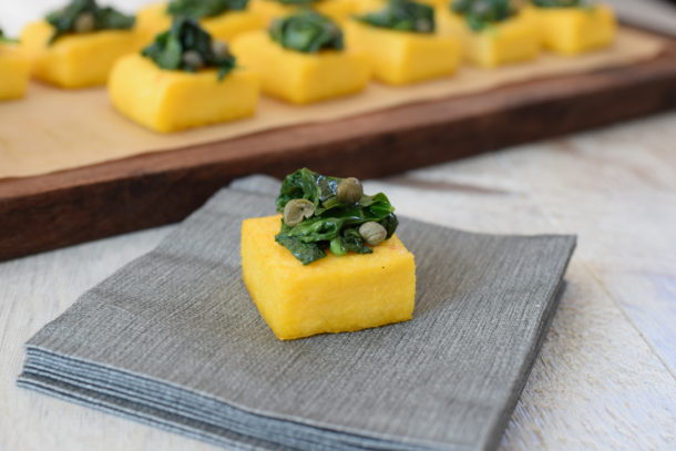 Polenta Crostini with Sautéed Spinach | Pamela Salzman