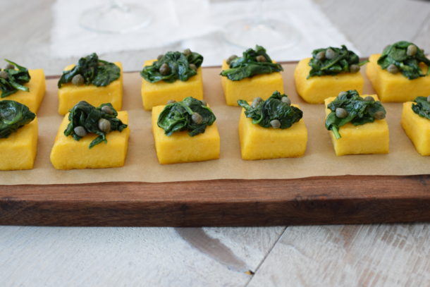 Polenta Crostini with Sautéed Spinach | Pamela Salzman