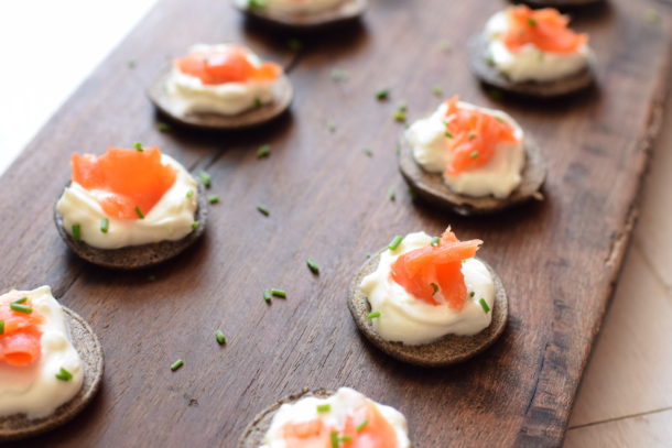 Buckwheat Blinis with Smoked Salmon and Lemon Creme Fraiche | Pamela Salzman