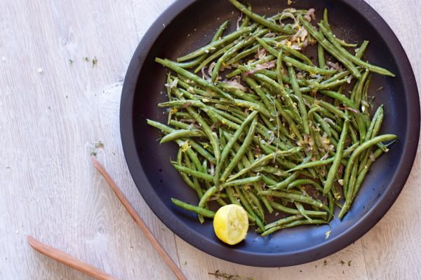 roasted green beans with lemon and thyme | pamela salzman