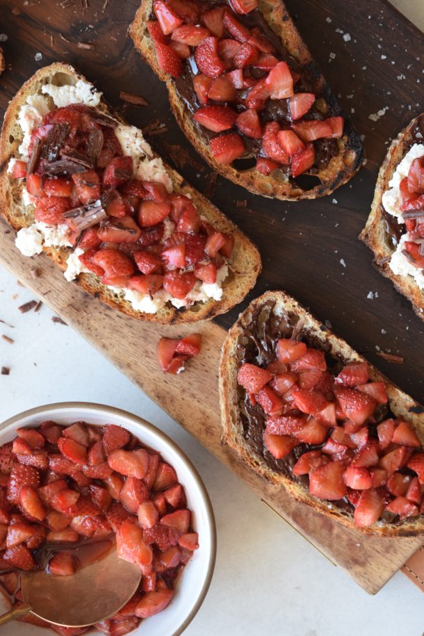 Roasted Strawberry Bruschetta with Honey Ricotta and Grilled Bread | Pamela Salzman