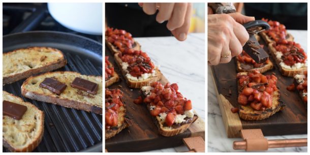 Roasted Strawberry Bruschetta with Honey Ricotta and Grilled Bread | Pamela Salzman