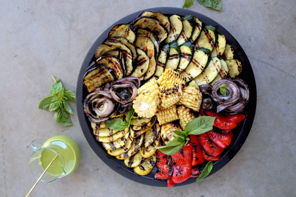 Grilled Vegetables with Lemon-Basil Dressing | pamela salzman