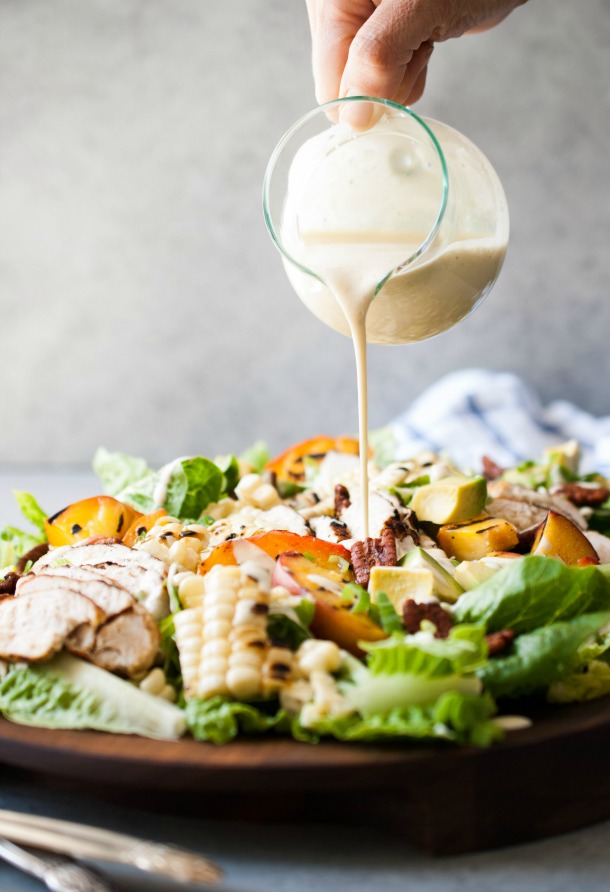 Grilled Summer Salad with Chicken and Spicy Cashew Dressing | Pamela Salzman