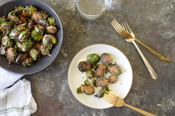 Roasted Sesame-Ginger Brussels Sprouts recipe from The Food Therapist | Pamela Salzman