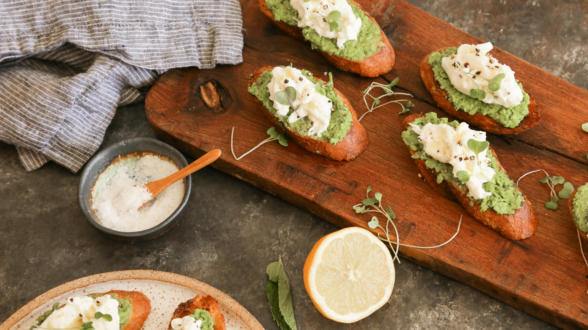 Pea and burrata crostini recipe | Pamela Salzman