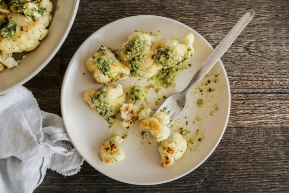Roasted Cauliflower with Almond-Herb Sauce | Pamela Salzman