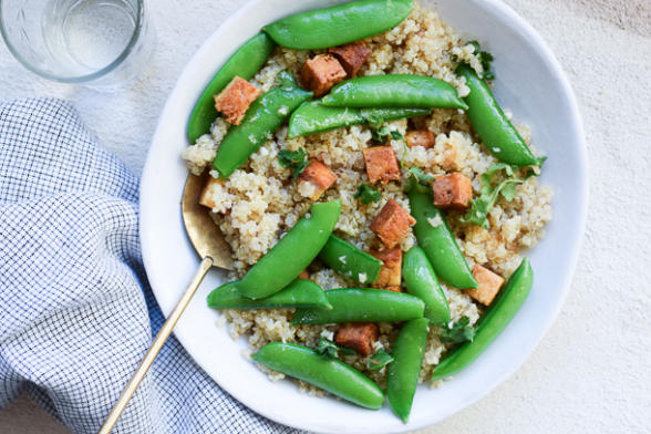 Quinoa Confetti Salad with Sugar Snap Peas & Toasted Pepitas