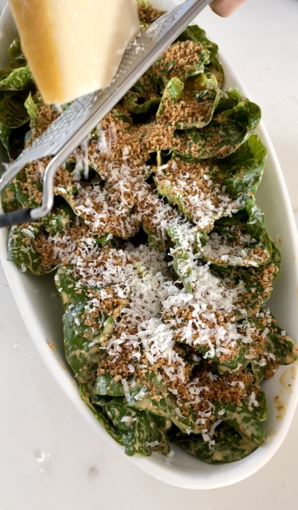 Little Gem Caesar Salad with Anchovies and Bread Crumbs