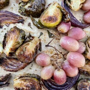 Roasted Brussels Sprouts, Red Onion, and Grapes Recipe