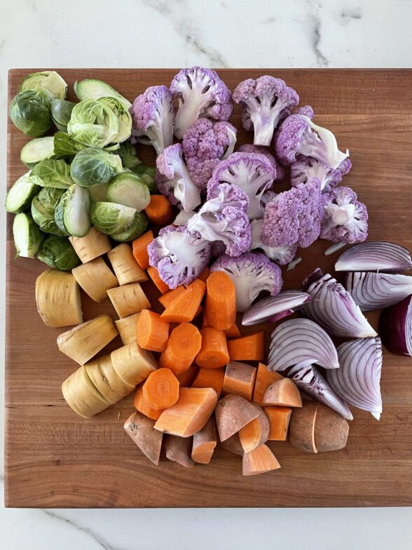 Fall vegetables on a cutting board