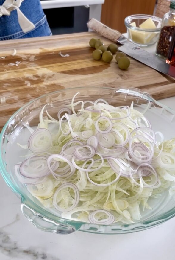 thinly sliced fennel and shallot