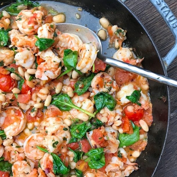 Shrimp with Tomatoes, White Beans and Spinach | Pamela Salzman