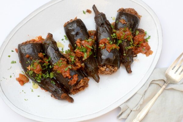 Lentil and Rice Stuffed Baby Eggplants | Pamela Salzman