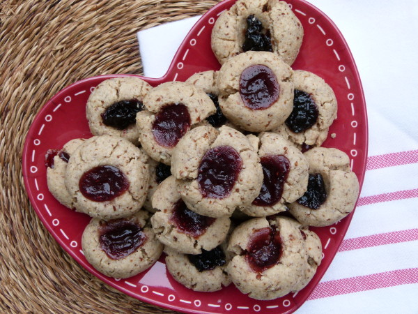 Whole wheat-almond thumbprint cookies recipe (vegan) - Pamela Salzman