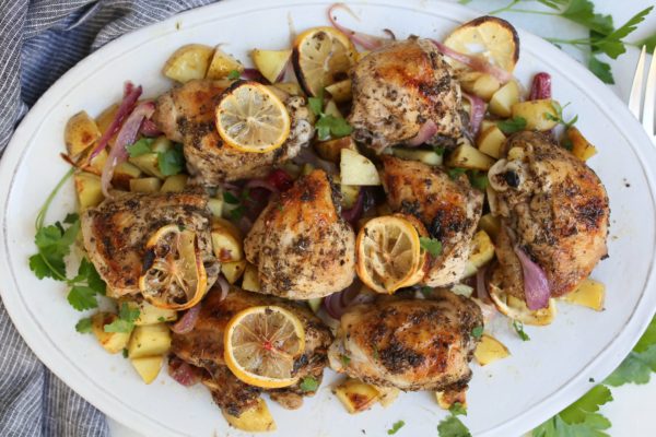 Greek Sheet Pan Chicken with Lemon and Potatoes | Pamela Salzman