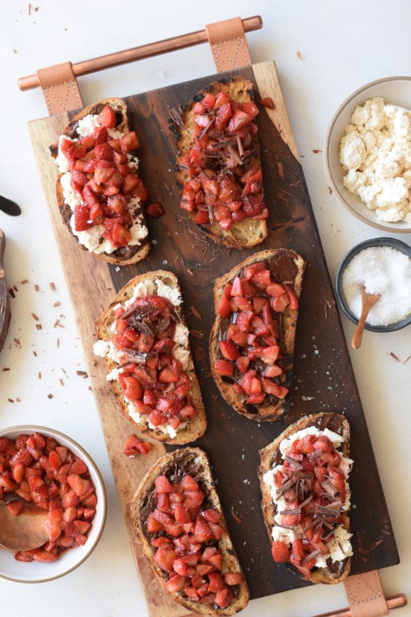 Roasted Strawberry Bruschetta with Honey Ricotta and Grilled Bread | Pamela Salzman