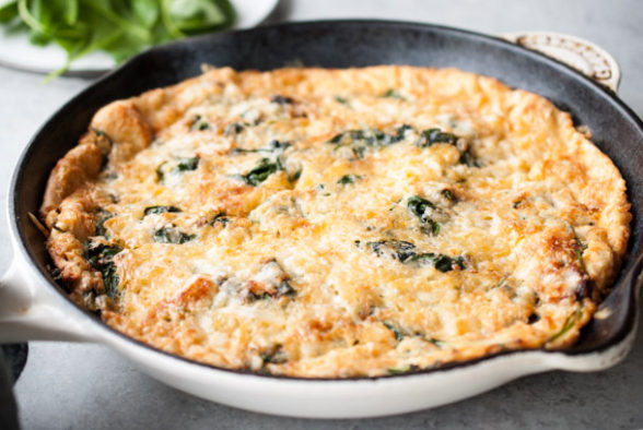 Savory Dutch Baby Oven Pancake with Spinach and Gruyere Cheese Recipe ...