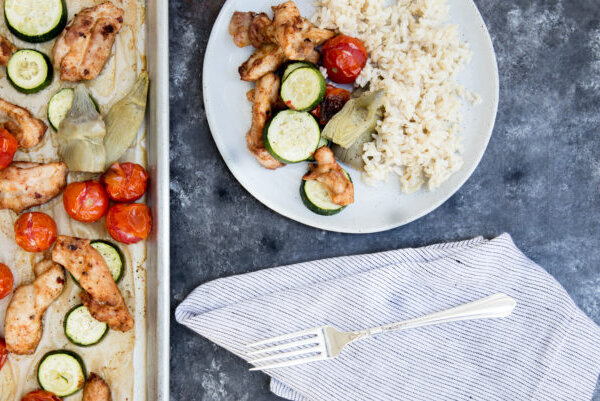 Sheet Pan Chicken with Artichokes, Zucchini and Tomatoes | Pamela Salzman