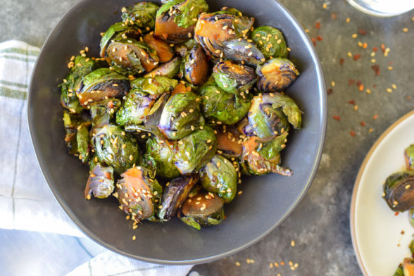 Roasted Sesame-Ginger Brussels Sprouts recipe from The Food Therapist | Pamela Salzman