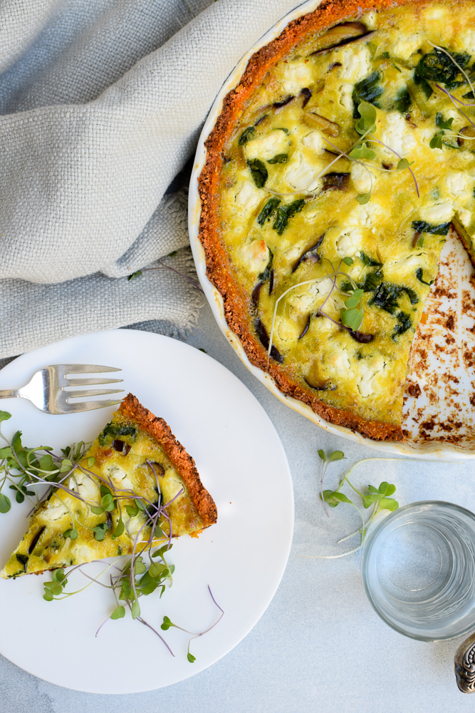 Spinach & Goat Cheese Sweet Potato Crust Quiche