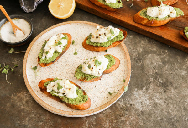 Pea and burrata crostini recipe | Pamela Salzman