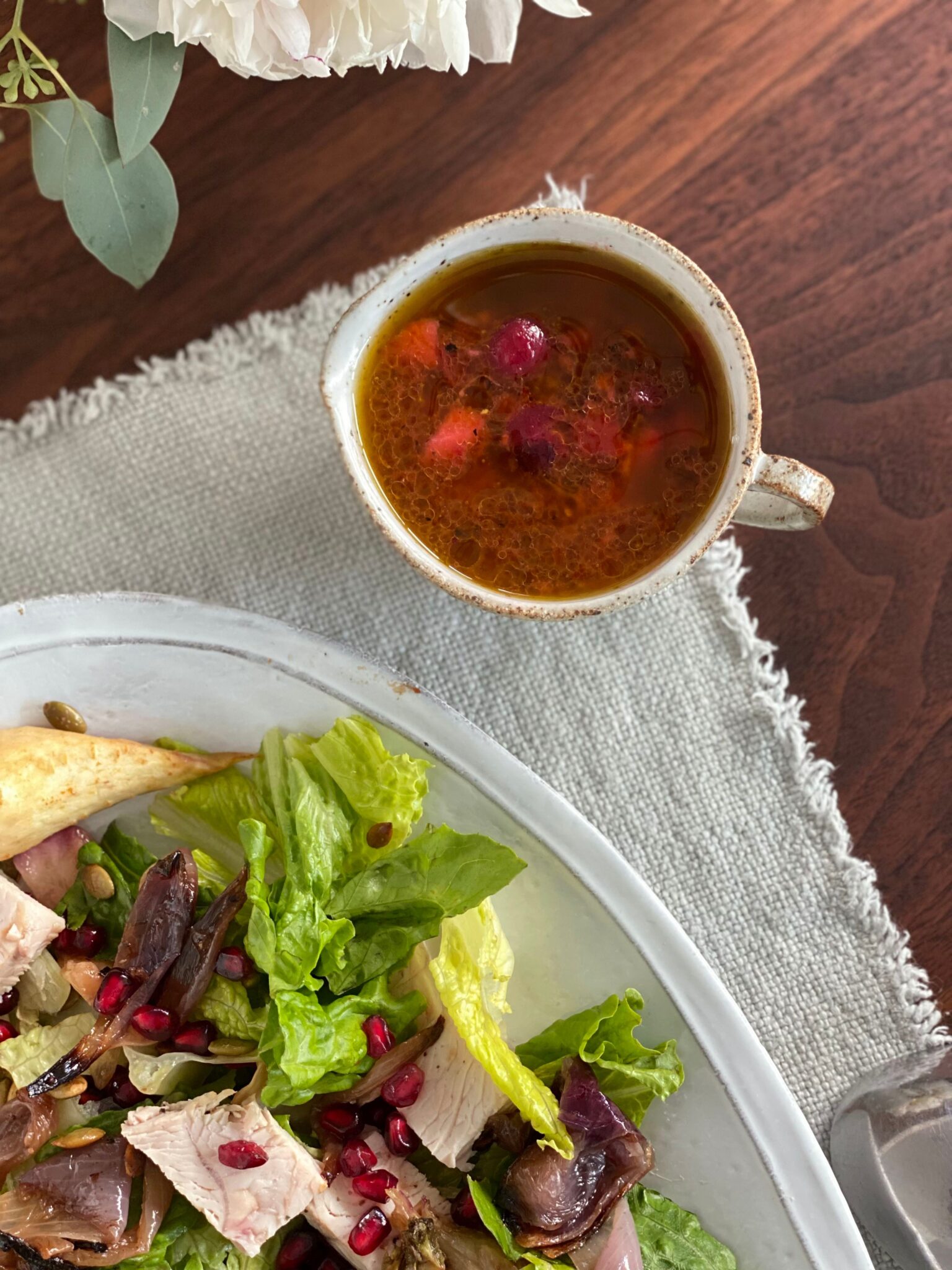 Thanksgiving Leftovers Salad with Cranberry Sauce Vinaigrette Recipe ...