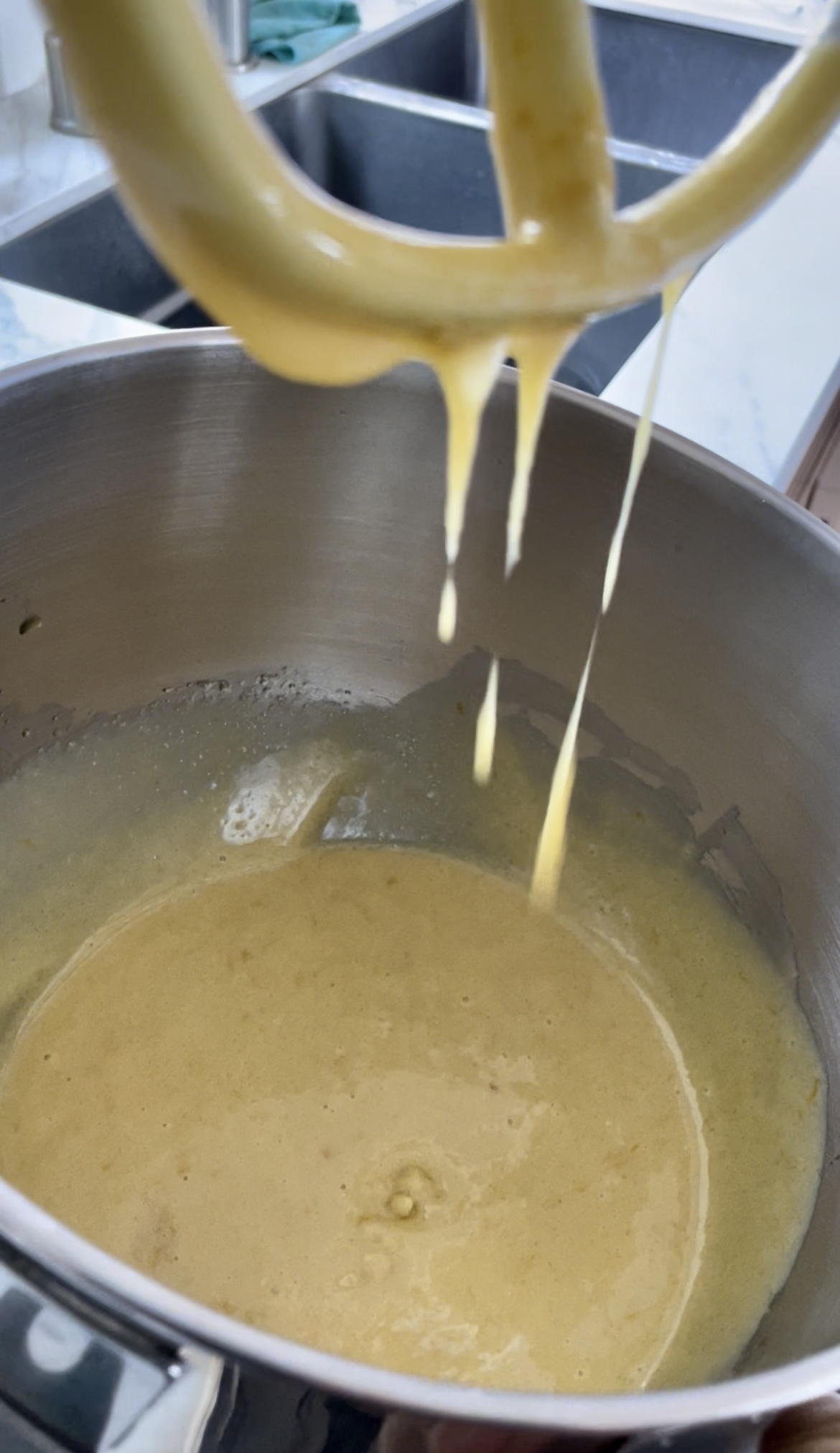 apple spice cake batter in a mixing bowl 