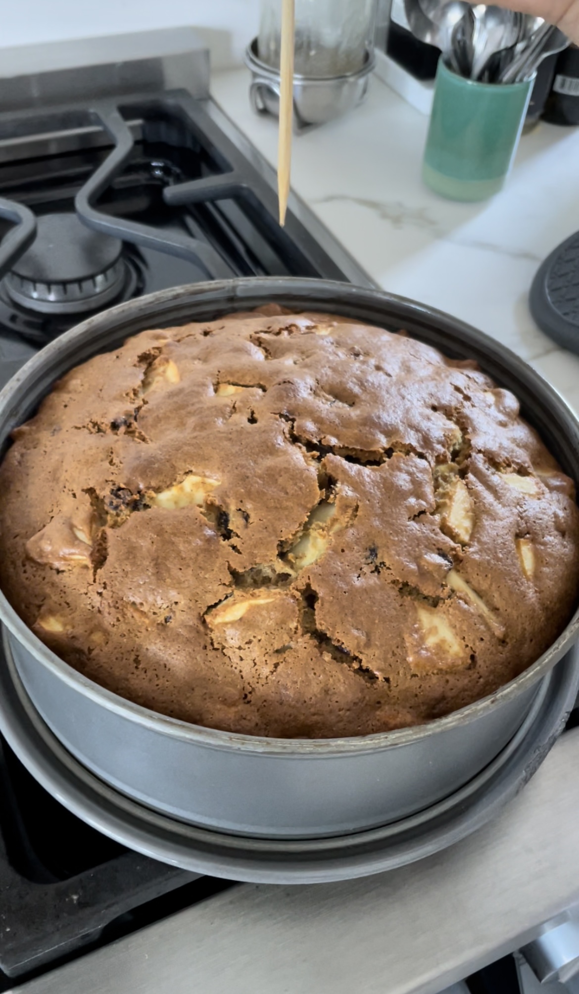 baked apple spice cake right out of the oven