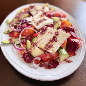 Roasted Beet Greek Salad with Olive Vinaigrette Recipe