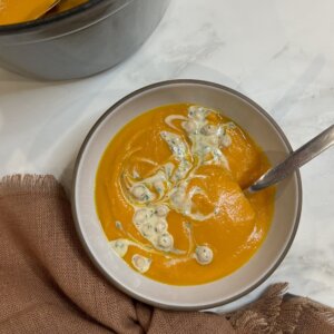 Carrot Ginger Soup with Miso and Tahini Chickpeas Recipe