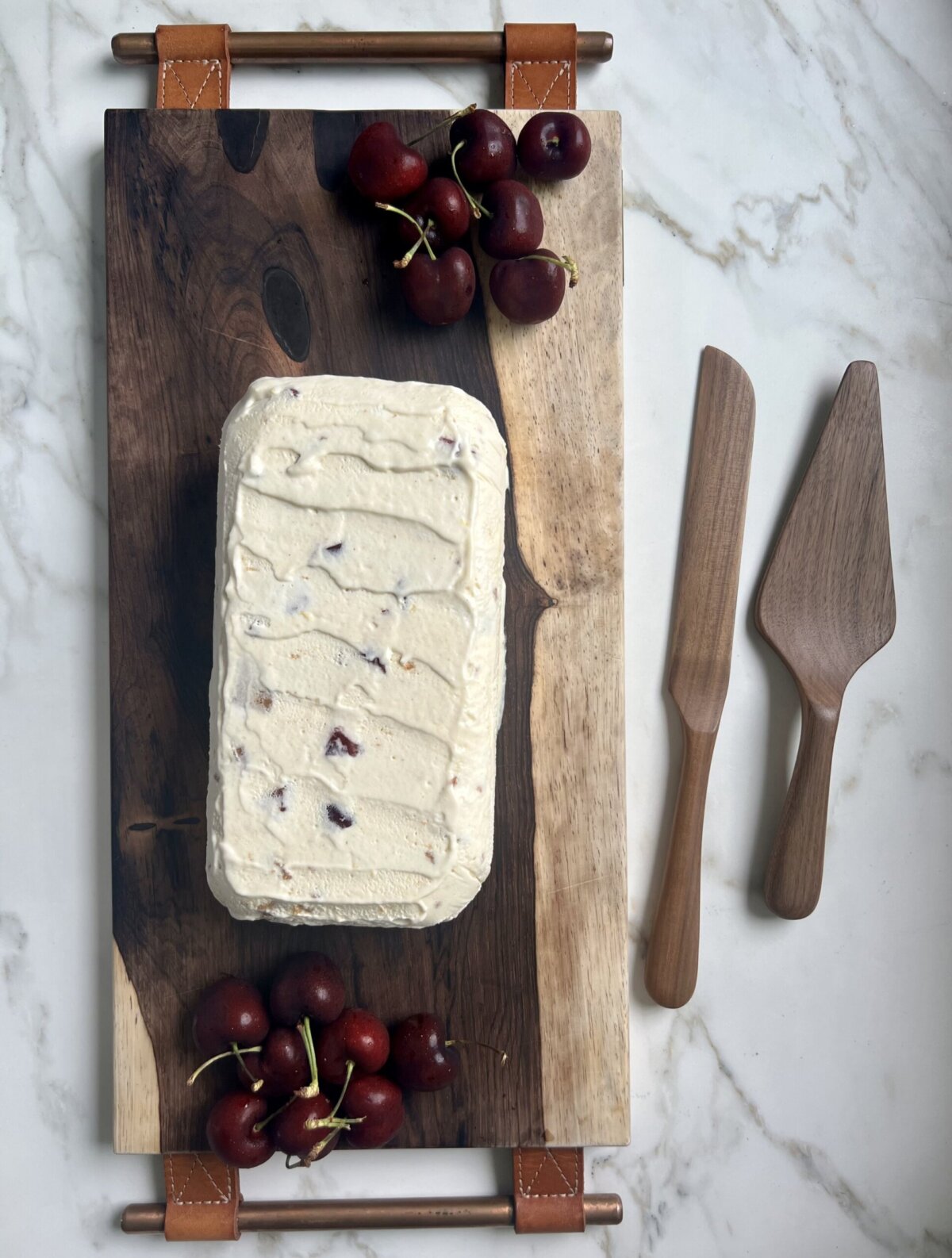 an Italian semifreddo recipe on a cutting board