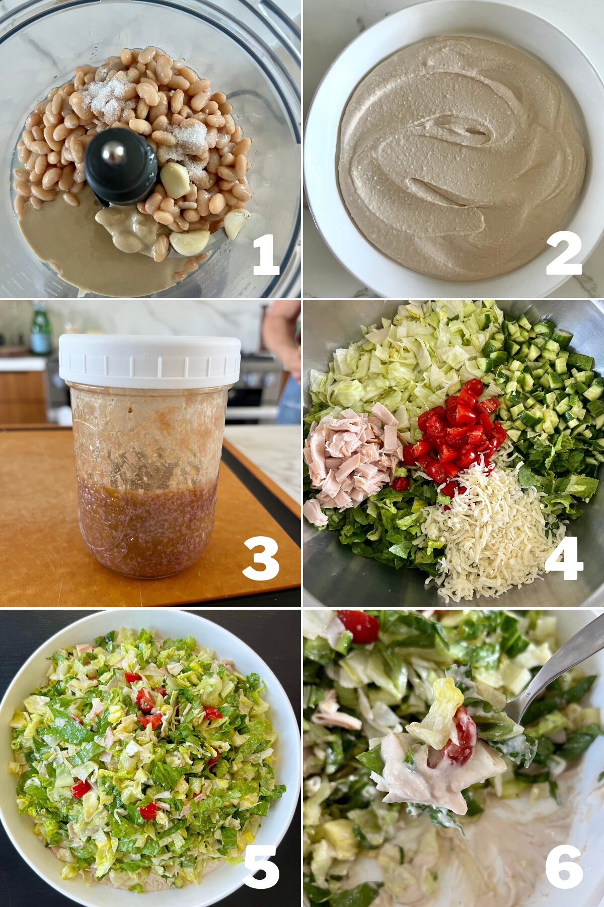 numbered step by step photos showing how to make this Italian chopped salad