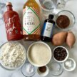 recipe ingredients on a white countertop