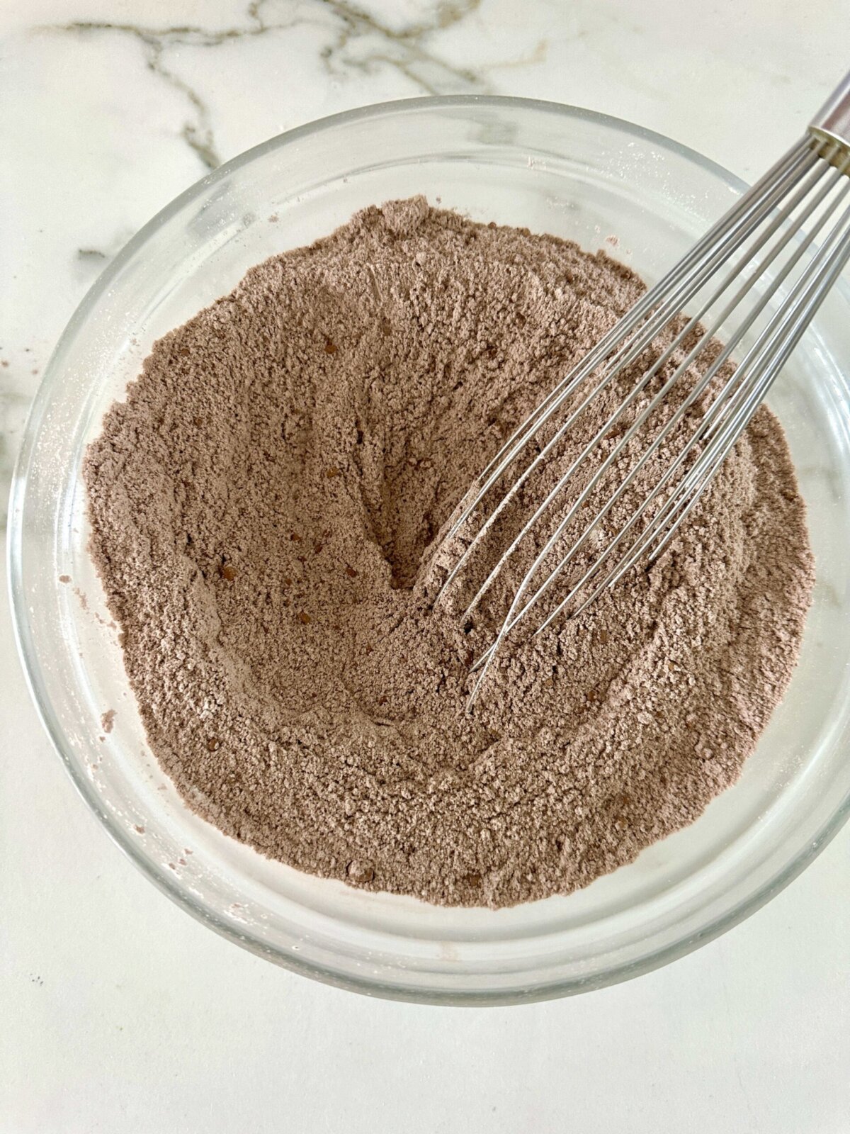 dry ingredients in a glass bowl