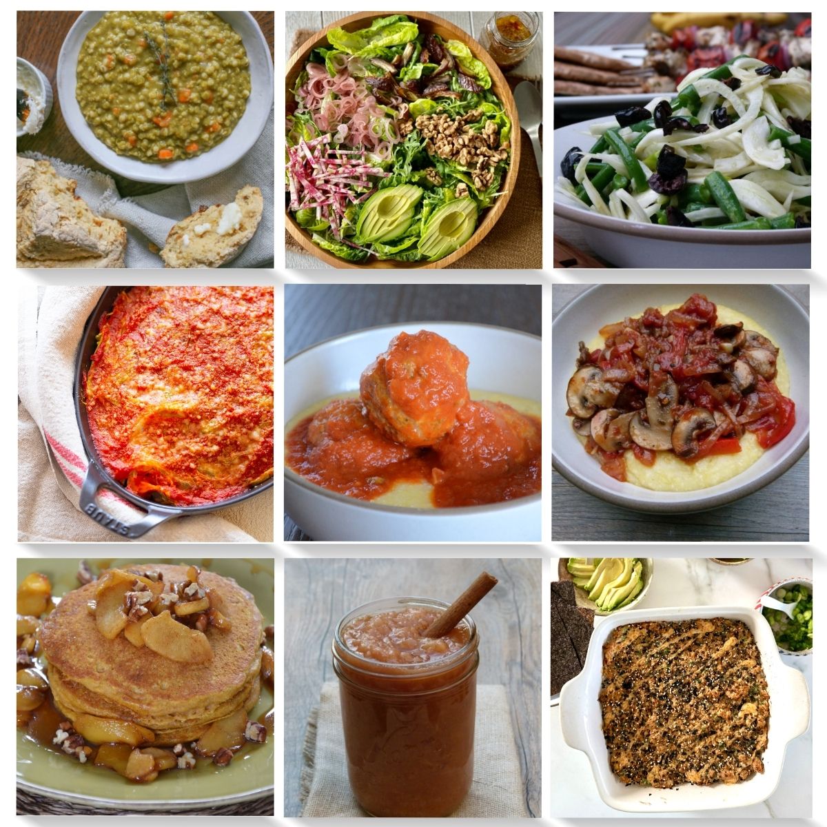 dinner planner with 9 images of ready to eat meals