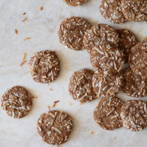 molasses ginger cookies laying out on a table