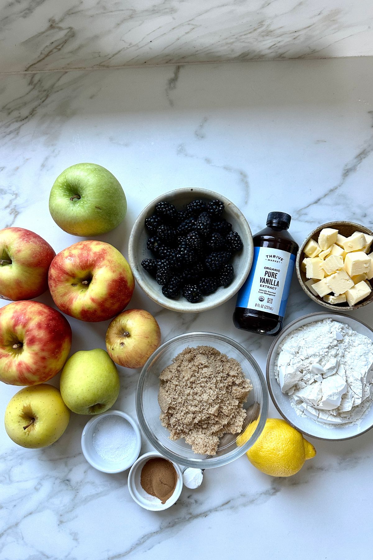 recipe ingredients on a white countertop 